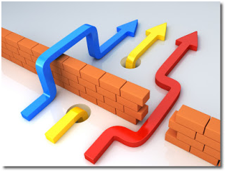 cartoon arrows crossing brick wall